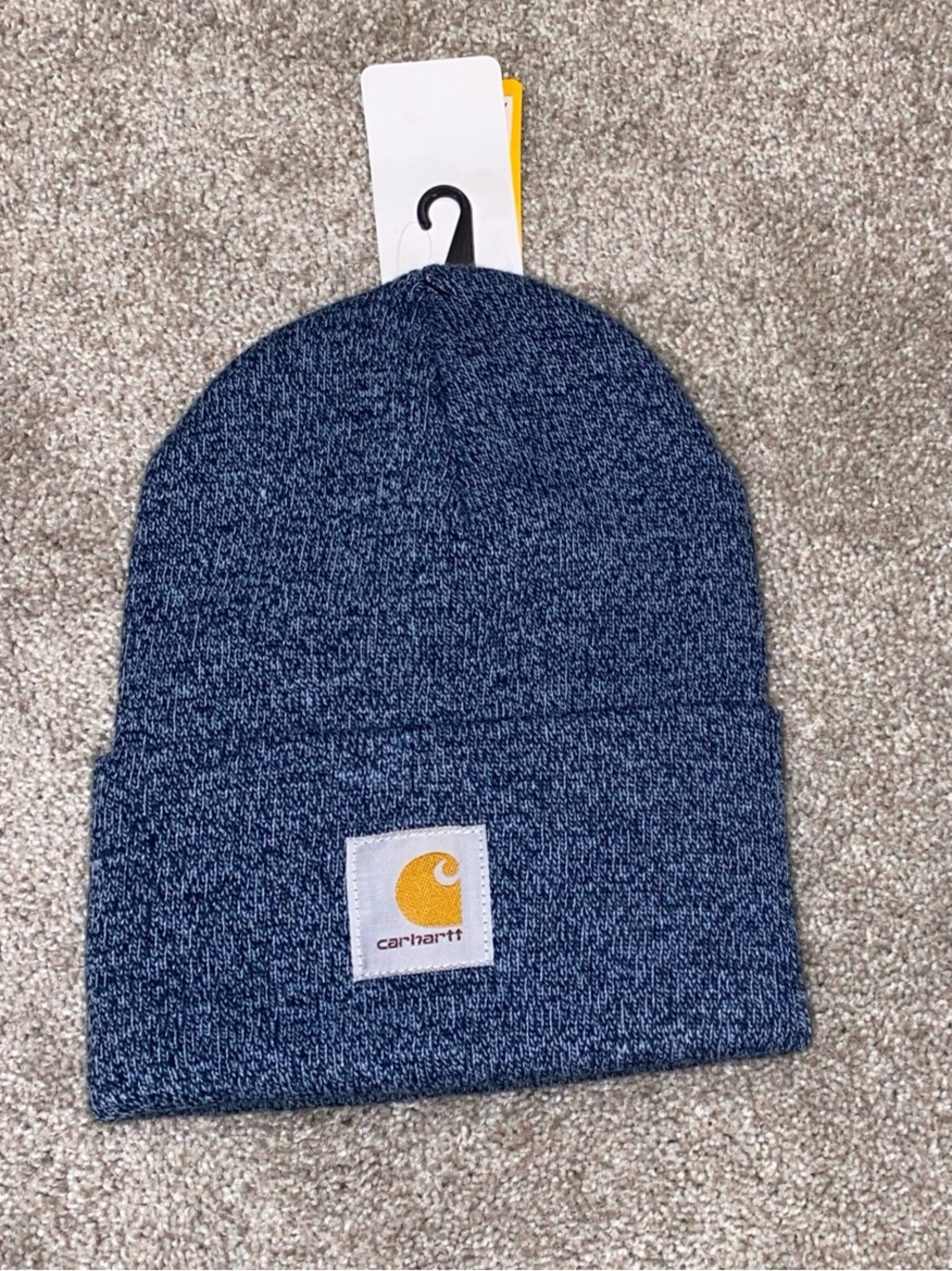 NWT Carhartt A18 Knit Cuffed Beanie Blue White Outdoors Workwear Adult One Size‎